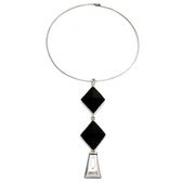 Bijoux Touareg Ethniques Africains Collier Pendentif en Argent et Ebne 31 Long Losanges c
