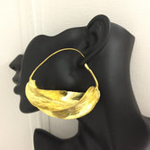 Bijoux Ethniques Africains Boucles d'Oreilles Croles Peul Fulani Mali 14 Bronze Dor 8 cm Feuille c
