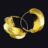 Bijoux Ethniques Africains Boucles d'Oreilles Croles Peul Fulani Mali 14 Bronze Dor 8 cm Feuille