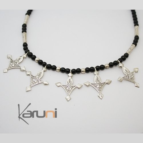 Collier touareg en argent 5 croix du Niger de Bagazen - ethnique