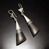 Bijoux Ethniques Touareg Boucles d'Oreilles en Argent et Ebne 80 Pendants Triangles Longs