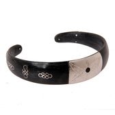 Bracelet ethnique fin argent et corne toile de Mauritanie