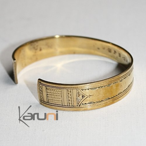 Bijoux Touareg Ethniques Bracelet gravé en bronze 03 - KARUNI