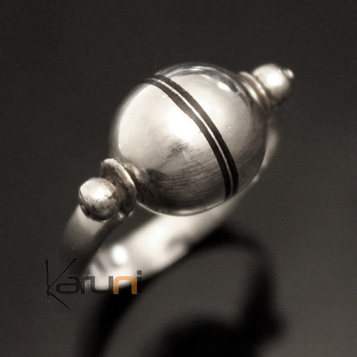 Bijoux Touareg Ethniques Bague en Argent 925 et bne 006 Perle Toupie b