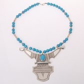 Collier touareg en argent et turquoise Grand Houmeini 1