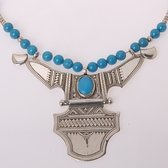 Collier touareg en argent et turquoise Grand Houmeini 1