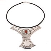 Collier touareg en argent et agate Grand Houmeini design brun orang b