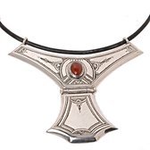 Collier touareg en argent et agate Grand Houmeini design brun orang a