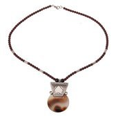 Bijoux Touareg Ethniques Collier agate lune- KARUNI b