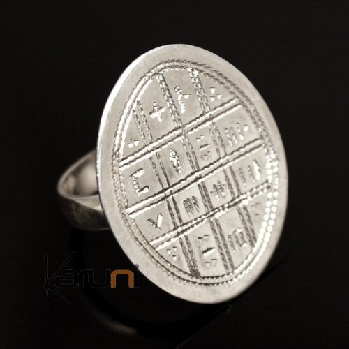 Bague touareg argent Tifinagh ovale ethnique