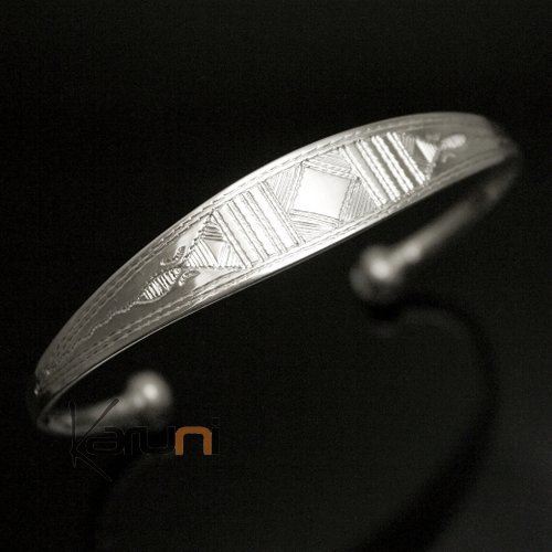 Bijoux Touareg Ethniques Bracelet en argent large Grav Homme/Femme 07