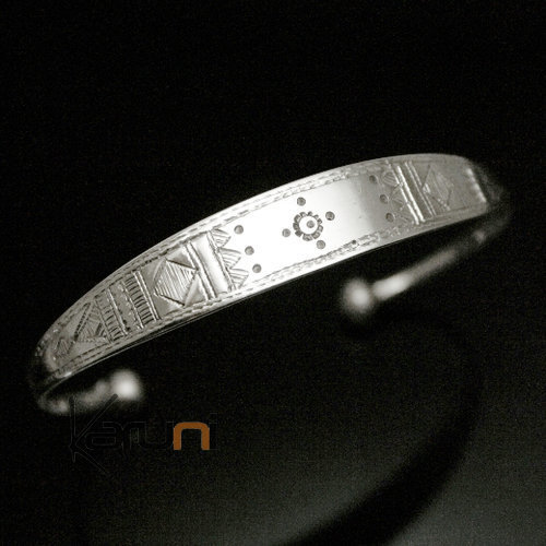 Bijoux Touareg Ethniques Bracelet en argent large Grav Homme/Femme 06