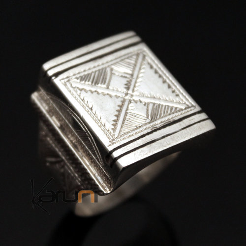 Bague Chevalière en Argent Homme/Femme Volume 09 Carrée