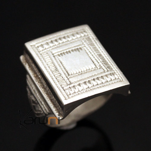 Bague Chevalière en Argent Homme/Femme Volume 10 Carrée