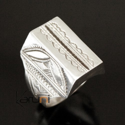 Bague Chevalière en Argent Homme/Femme Volume 11 Carré Haut Gravé