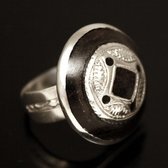 Bijoux Touareg Ethniques Bague en Argent 925 et bne 039 Homme/Femme Ronde Grave Petits Losanges b