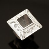 Bijoux Touareg Ethniques Bague en Argent 925 et bne 023 Homme/Femme Pyramide Carr Lunes Graves