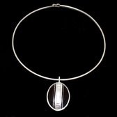 Bijoux Touareg Ethniques Africains Collier Pendentif en Argent et Ebne 19 Ovale b