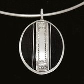 Bijoux Touareg Ethniques Africains Collier Pendentif en Argent et Ebne 19 Ovale d