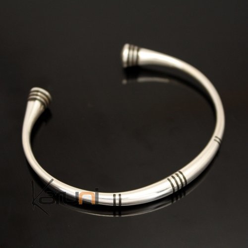 Bijoux Touareg Ethniques Bracelet en Argent Rond Homme/Femme Bouts Ebène 02