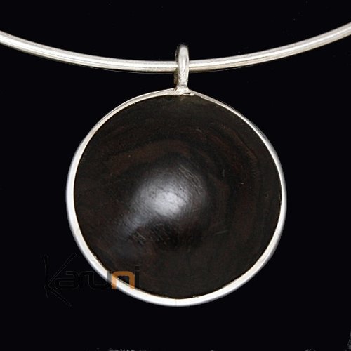 Pendentif argent 960 bois d'bne