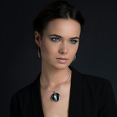 Bijoux Touareg Ethniques Africains Collier Pendentif en Argent et Ebne 30 Rond Bande Design Karuni c