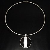 Bijoux Touareg Ethniques Africains Collier Pendentif en Argent et Ebne 30 Rond Bande Design Karuni