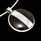 Bijoux Touareg Ethniques Africains Collier Pendentif en Argent et Ebne 30 Rond Bande Design Karuni