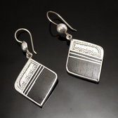 Bijoux Ethniques Touareg Boucles d'Oreilles en Argent et Ebne 60 Losange