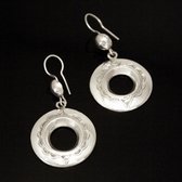 Bijoux Ethniques Touareg Boucles d'Oreilles en Argent Rondes Graves Creuses 04