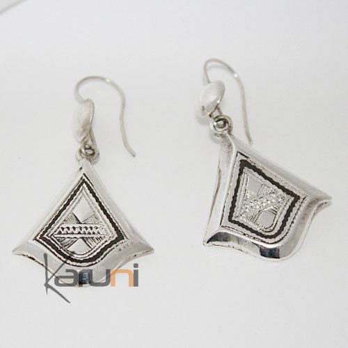 Boucles d'oreilles touareg triangle plat - Argent