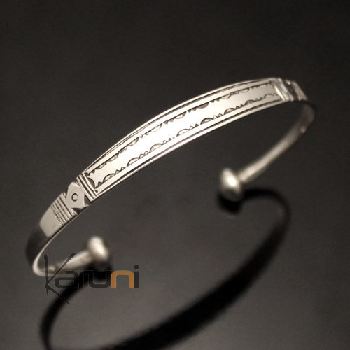 Bijoux Touareg Ethniques Bracelet en argent large Grav Homme/Femme 12