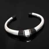 Bijoux Ethniques Touareg Bracelet en argent et bois d'bne Jonc rond grav 01