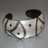 Bijoux Ethniques Africains Bracelet Manchette en Corne et Argent Mix Grav Filigranes Art Dco 07 b