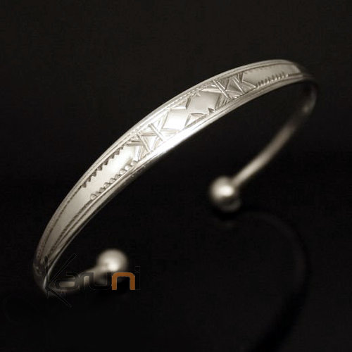 Bijoux Touareg Ethniques Bracelet Gourmette en Argent Homme/Femme 02