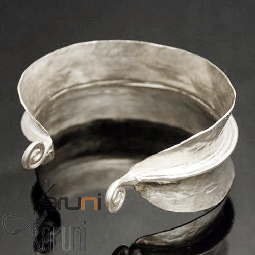 Bijoux Ethniques Bracelet Argent Massif Peul Fulani Feuille - KARUNI c