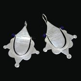 Bijoux Touareg Ethniques Boucles d'oreilles en Argent 27 Etoiles Grandes Perles Bleues