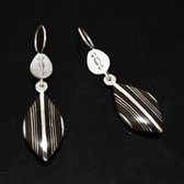 Bijoux Ethniques Touareg Boucles d'Oreilles en Argent et Ebne 54 Feuille Raye