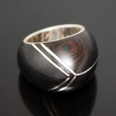 Bijoux Touareg Ethniques Bague Argent en Bois Ebne Pointe 01 - KARUNI b