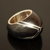 Bijoux Touareg Ethniques Bague Argent en Bois Ebne Pointe 01 - KARUNI