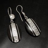 Bijoux Ethniques Touareg Boucles d'Oreilles en Argent et Ebne 38 Ovales Bande Grave Verticale
