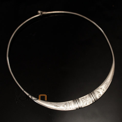 Bijoux Ethniques Touareg Collier en Argent  tour de cou Torque ferme Grave Ebne