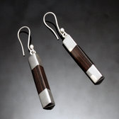 Bijoux Ethniques Touareg Boucles d'Oreilles en Argent et Ebne 33 Pilons Triangle Inspiration Karuni