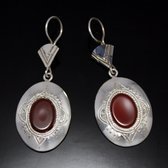 Boucles d'oreilles touareg en argent grandes ovales agate brune 2