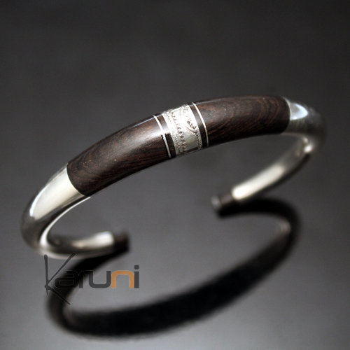 Bracelet en argent et bois d'ébène Jonc Rond Design Karuni 03