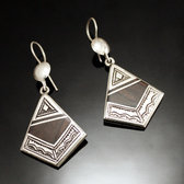 Bijoux Ethniques Touareg Boucles d'Oreilles en Argent et Ebne 25 Losange Plat