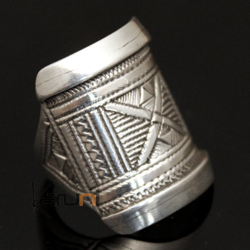 Bijoux Touareg Ethniques Bague Chevalire en Argent Grave Homme/Femme 30