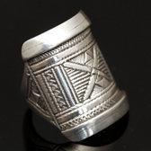 Bijoux Touareg Ethniques Bague Chevalire en Argent Grave Homme/Femme 30