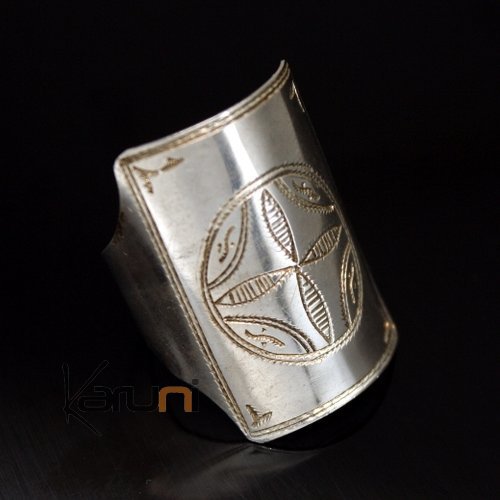 Bijoux Touareg Ethniques Bague Chevalière en Argent Gravée Homme/Femme 42