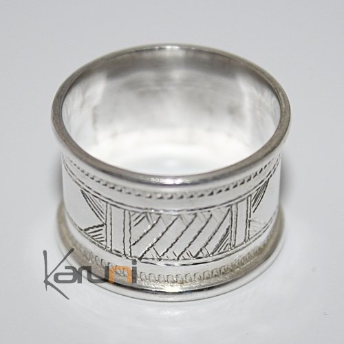 Bijoux Touareg Ethniques Argent Bague Anneau Alliance large grav homme/femme 09